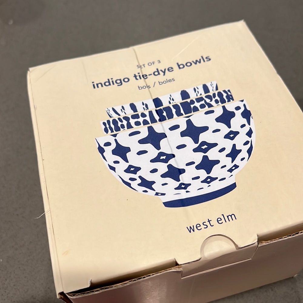 West Elm Indigo Tie Dye Bowls (set of 3)